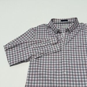 Savannah Mens Long Sleeve Plaid Button Down Shirt Size L